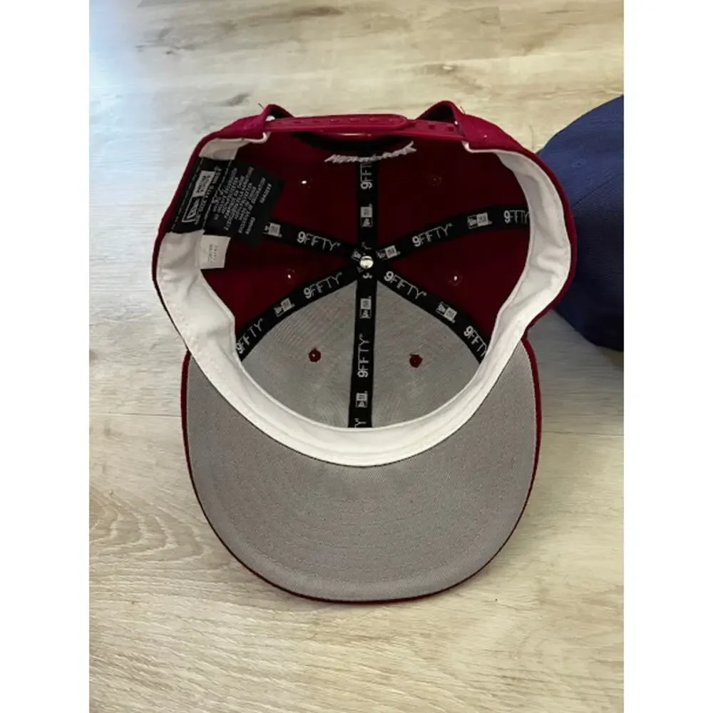 Municipal Lot of 3 Snapback Cap Adjustable Flat Brim Hats Navy Red Pink